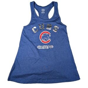 Chicago‎ Cubs | Blue with Rainbow Silver Letters | Girls | Tank Top | Large